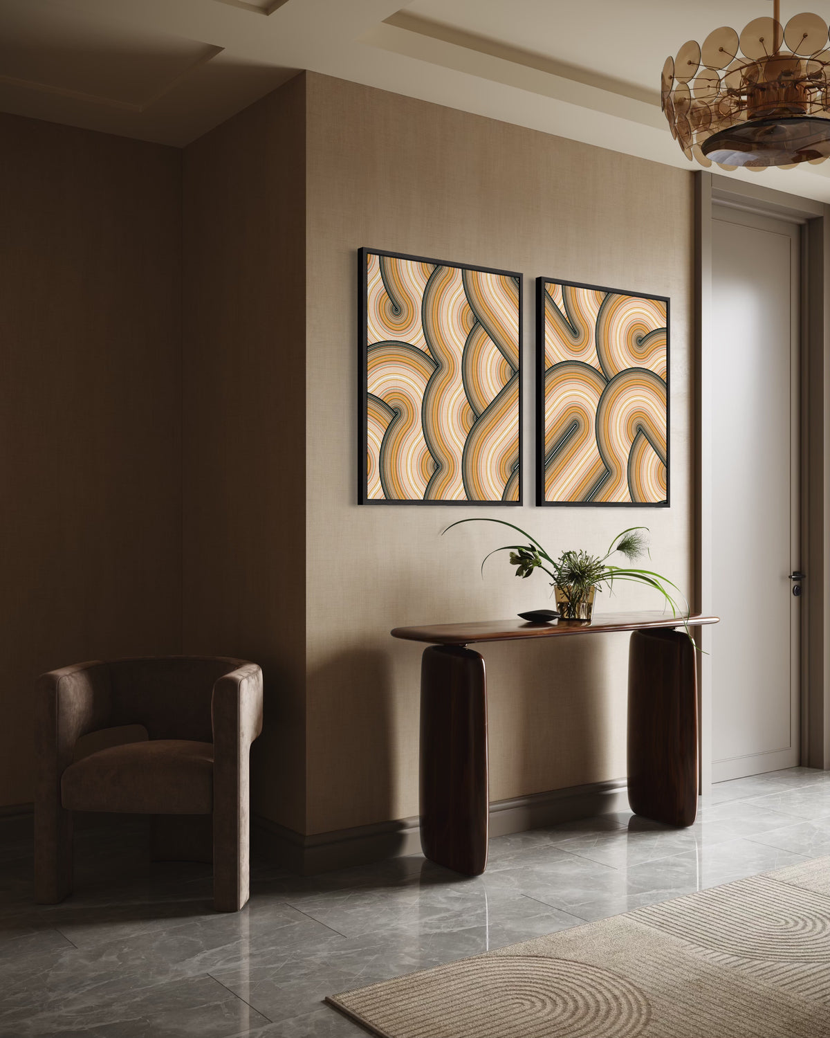 Warm Earthy Minimalism (Diptych)